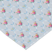 Girly Blue Bows  roze Rose Floral Pattern Korte Tafelloper (Hoek)