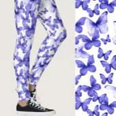Girly Blue Butterflies Whimsical Patterned Leggings