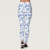 Girly blue butterfly whimsical patterned leggings (Achterkant)