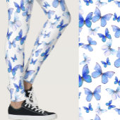 Girly blue butterfly whimsical patterned leggings