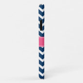 Girly Blue Chevron Pink Monogram Case-Mate iPhone Case (Achterkant/rechts)