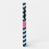 Girly Blue Chevron Pink Monogram Case-Mate iPhone Case (Achterkant/links)