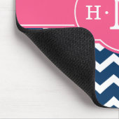 Girly Blue Chevron Pink Monogram Muismat (Hoek)