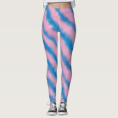 Girly Blue en Pink Cloud Retro Aesthetische Stripe Leggings (Voorkant)