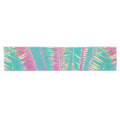 Girly Blue en Pink Tropical Palm Fronds Korte Tafelloper (Horizontaal)