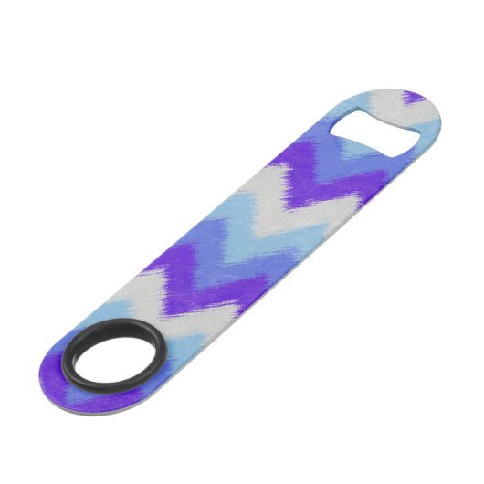 Girly Blue en White Bohemian Chevron Pattern Speed Flessenopener (Voorkant Gekanteld)