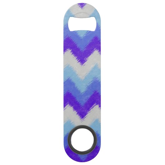Girly Blue en White Bohemian Chevron Pattern Speed Flessenopener (Achterkant)