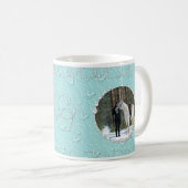 Girly Blue Faux Sparkly Two Foto Hart Accent Koffiemok (Voorkant rechts)