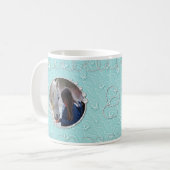 Girly Blue Faux Sparkly Two Foto Hart Accent Koffiemok (Voorkant links)