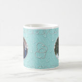 Girly Blue Faux Sparkly Two Foto Hart Accent Koffiemok (Center)