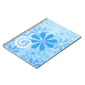 Girly Blue Floral Retro Flowers Notitieboek (Linkerzijde)