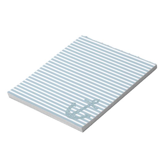 Girly Blue Glitter Anker Notitieblok (Linkerzijde)