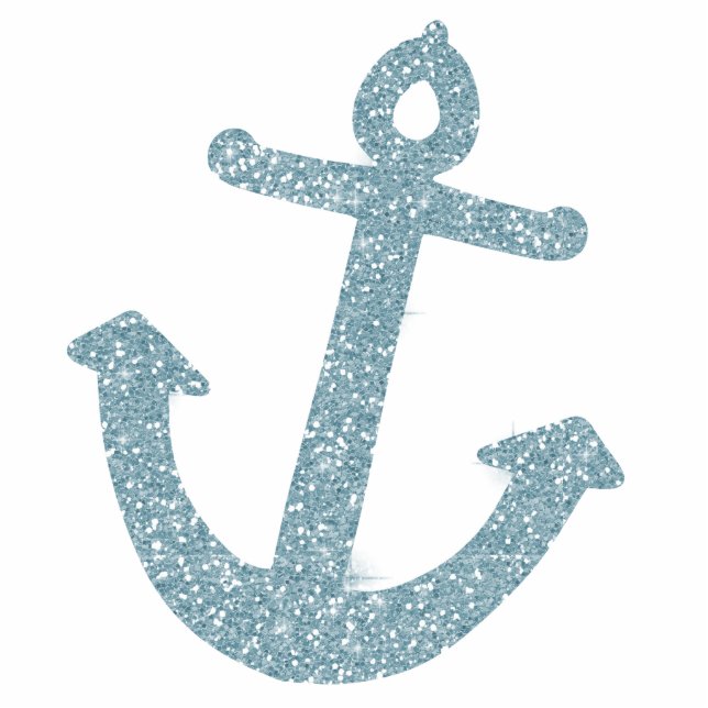 Girly Blue Glitter Anker Staand Fotobeeldje (Voorkant)