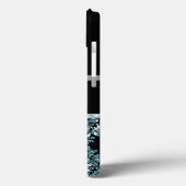 Girly Blue Glitter Black Damask persoonlijk Case-Mate iPhone Case (Achterkant / Links)