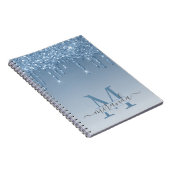 Girly Blue Glitter Drives Ombre Monogram Notitieboek (Rechterzijde)