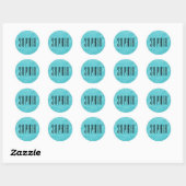 Girly Blue Glitter Naam Schattige Sparkle Ronde Sticker (Vel)