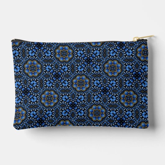 Girly Blue & Gold Dot Art Mandala Patroon Etui (Achterkant)