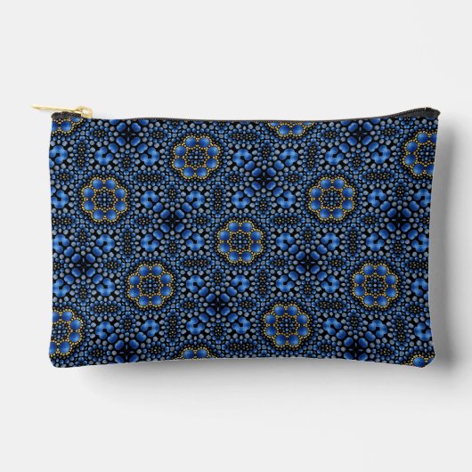 Girly Blue & Gold Dot Art Mandala Patroon Etui (Voorkant)