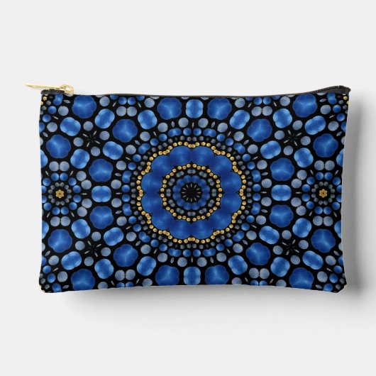 Girly Blue & Gold Dot Art Mandala Patroon Etui (Voorkant)