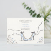 Girly Blue Heels Bridal Shower Enclosure Card Informatiekaartje (Staand voorkant)