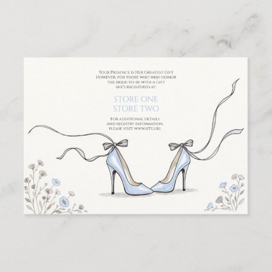 Girly Blue Heels Bridal Shower Enclosure Card Informatiekaartje (Voorkant)