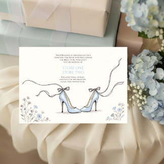 Girly Blue Heels Bridal Shower Enclosure Card Informatiekaartje