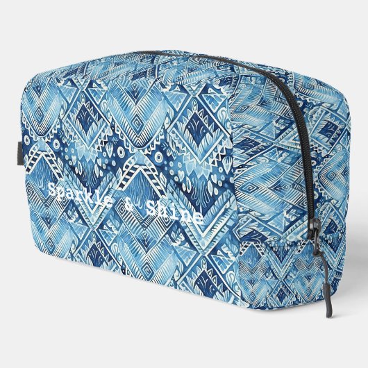 Girly Blue Navy Tribal Bohemian Abstract Toilettasje (Rechterhoek)
