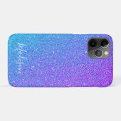 Girly Blue Paars Glitter Sparkle Ombre Name Case-Mate iPhone Case (Achterkant (horizontaal))