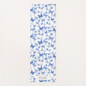 Girly Blue Pastel Butterflies Aangepaste naam Yogamat (Voorkant)