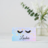*~* Girly BLUE PINK Lashes Extensions Glitter Visitekaartje (Staand voorkant)