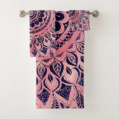 Girly Blue Pink Mandala Floral Bad Handdoek (Insitu)
