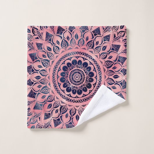 Girly Blue Pink Mandala Floral Bad Handdoek (Wasdoekje)