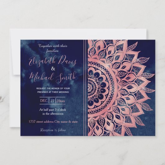 Girly Blue Pink Mandala Floral  Kaart (Voorkant)