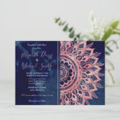 Girly Blue Pink Mandala Floral  Kaart (Staand voorkant)