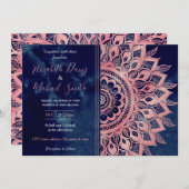 Girly Blue Pink Mandala Floral  Kaart (Voorkant / Achterkant)