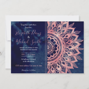 Girly Blue Pink Mandala Floral Kaart