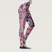 Girly Blue Pink Mandala Floral Leggings (Rechts)