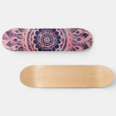 Girly Blue Pink Mandala Floral Persoonlijk Skateboard (Horizontaal)