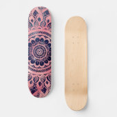 Girly Blue Pink Mandala Floral Persoonlijk Skateboard (Voorkant)