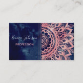 Girly Blue Pink Mandala Floral  Visitekaartje (Voorkant)