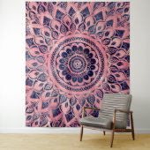 Girly Blue Pink Mandala Floral Wandkleed (In situ)