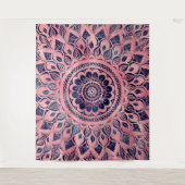 Girly Blue Pink Mandala Floral Wandkleed (Voorkant)
