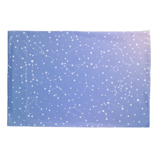 Girly Blue Pink Space Sterren Astrologie Kussensloop (Achterkant-Links)