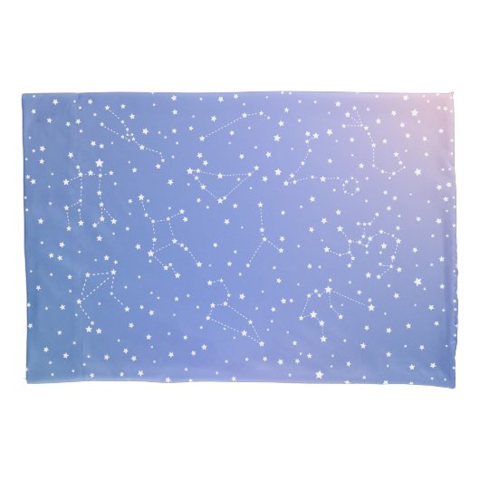 Girly Blue Pink Space Sterren Astrologie Kussensloop (Voorkant-Links)