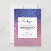Girly Blue Pink Sparkly Glitter Ombre Gradient Bedankkaart (Voorkant)