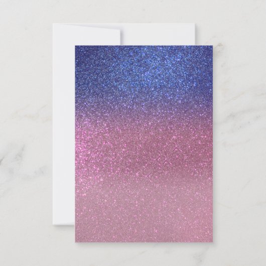 Girly Blue Pink Sparkly Glitter Ombre Gradient Bedankkaart (Achterkant)