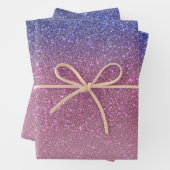 Girly Blue Pink Sparkly Glitter Ombre Gradient Inpakpapier Vel (In situ)