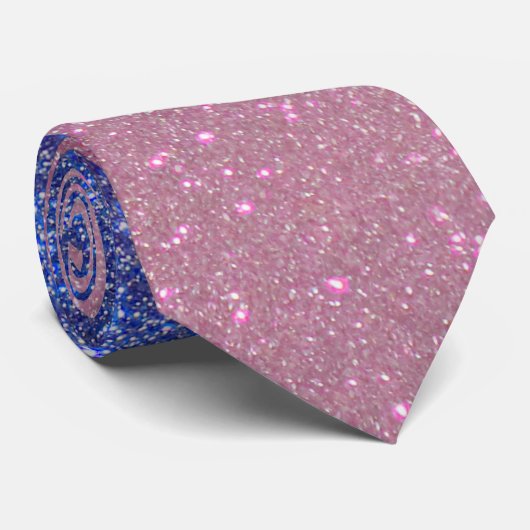 Girly Blue Pink Sparkly Glitter Ombre Gradient Stropdas (Opgerold)