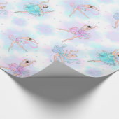 Girly Blue & Pink Tutu Ballerinas en Background Cadeaupapier (Hoek)
