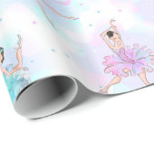 Girly Blue & Pink Tutu Ballerinas en Background Cadeaupapier (Rol Hoek)